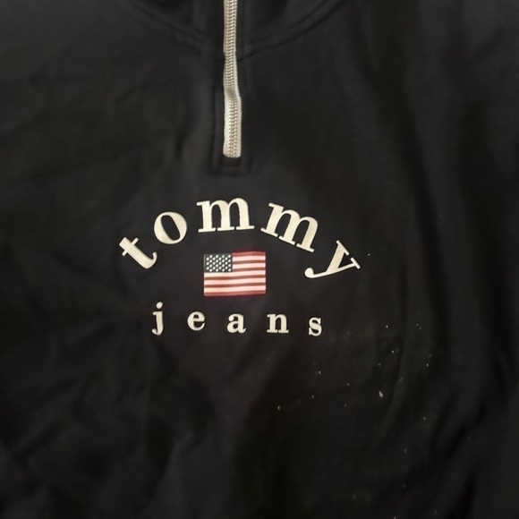 Women’s used L large size Tommy Jeans retro quarter zip pullover black - Picture 5 of 5